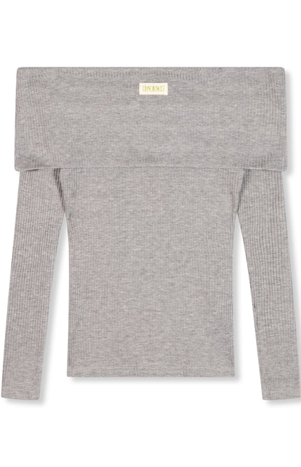 Refined Department Top lucky offshoulder mid grey R2410814658 Stretchshop.nl