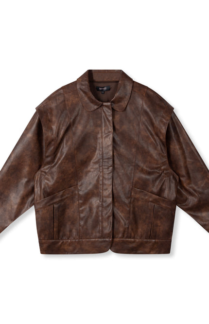 Refined Department Jacket britt fake leather brown Stretchshop.nl