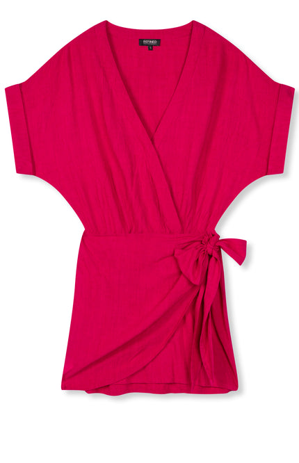 Refined Department Jurk seree wrap fuchsia 302 Stretchshop.nl