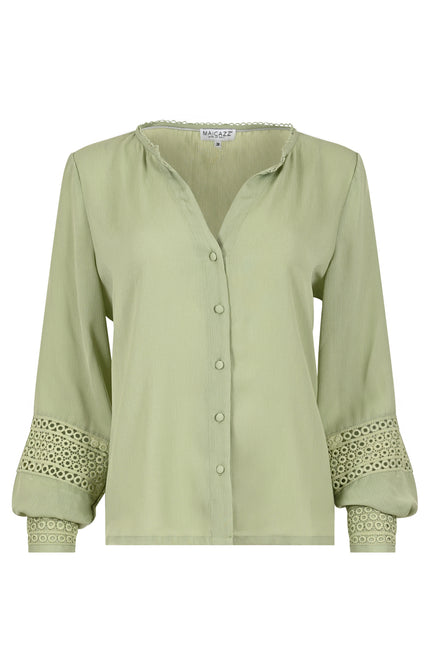 Maicazz Blouse kastre cool matcha d10 Stretchshop.nl