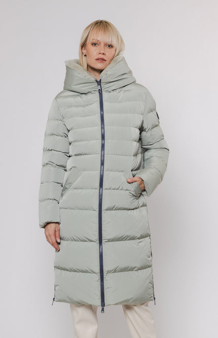 Rino & Pelle Coat keilafur long padded hooded artichoke Stretchshop.nl