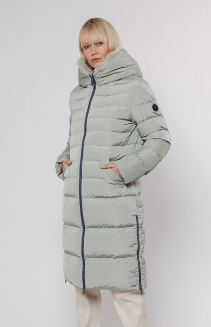 Rino & Pelle Coat keilafur long padded hooded artichoke Stretchshop.nl