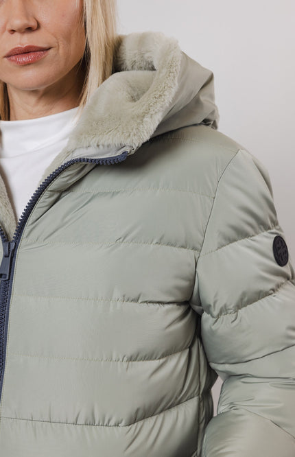 Rino & Pelle Coat keilafur long padded hooded artichoke Stretchshop.nl