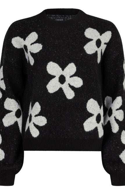 Ydence Sweater daisie black offwhite Stretchshop.nl