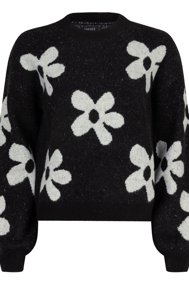 Ydence Sweater daisie black offwhite Stretchshop.nl