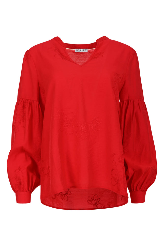 Maicazz Blouse krony red d14 Stretchshop.nl