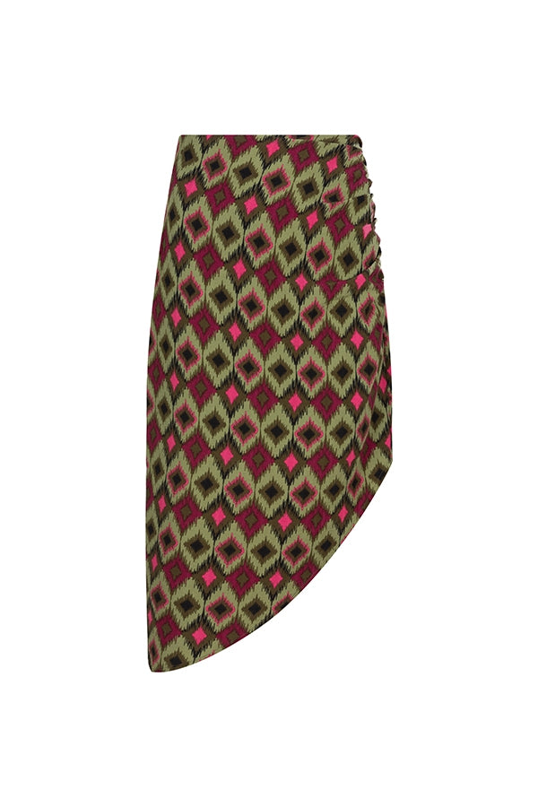 Lofty Manner Rok arlette green pink aztec Stretchshop.nl