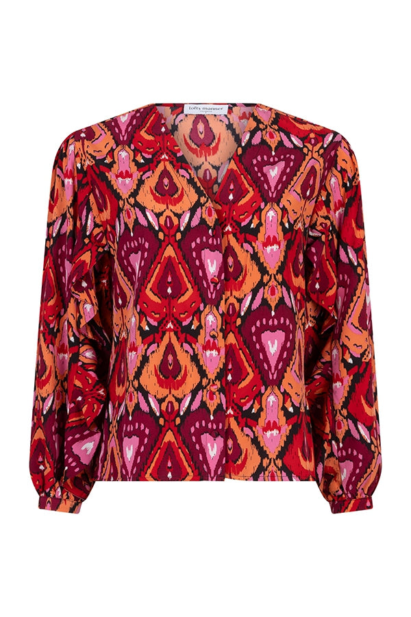 Lofty Manner Blouse livie heart ikat print Stretchshop.nl