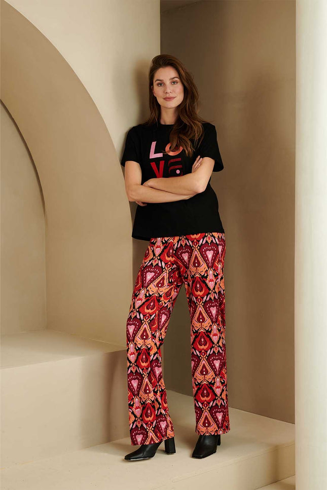 Lofty Manner Broek Bexley Heart ikat print Stretchshop.nl