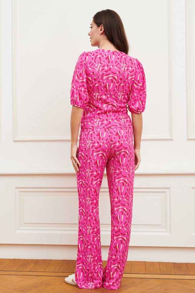 Lofty Manner Broek madow pink swirl print Stretchshop.nl