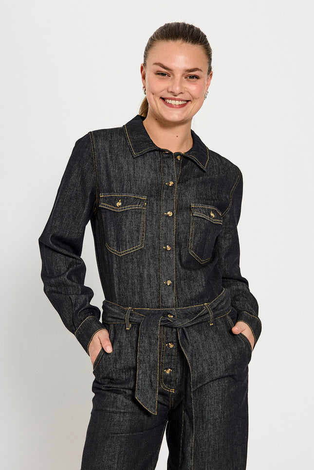 Freequent Jumpsuit Fqlisea Black Denim Stretchshop.nl