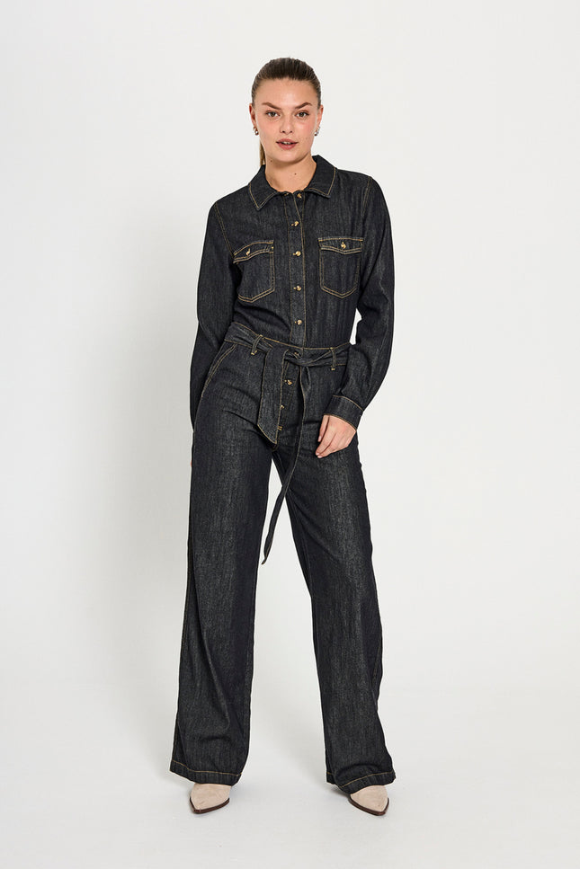 Freequent Jumpsuit Fqlisea Black Denim Stretchshop.nl