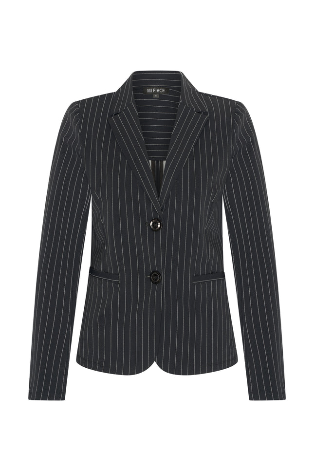 Travel blazer black pinstripe 202500