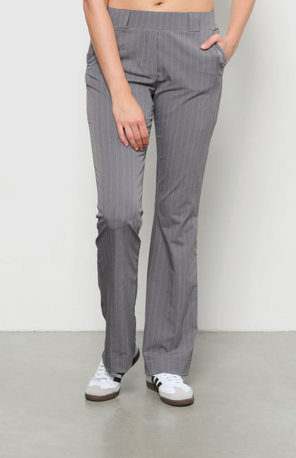 &Co woman Broek penelope flare stripe grey pa337 Stretchshop.nl