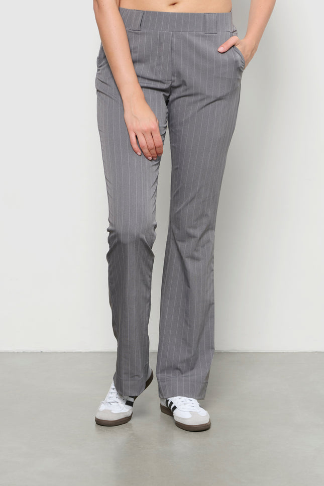 &Co woman Broek penelope flare stripe grey pa337 Stretchshop.nl