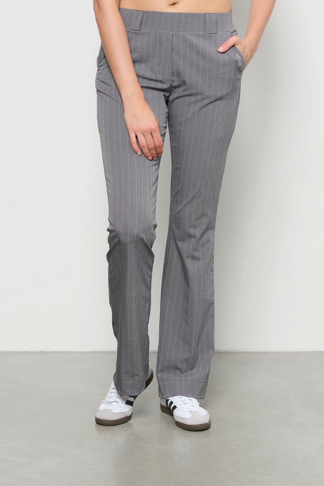 &Co woman Broek penelope flare stripe grey pa337 Stretchshop.nl