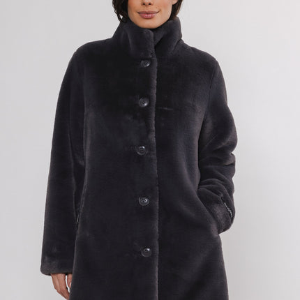 Rino & Pelle Jas nonna fake fur coat graphite Stretchshop.nl