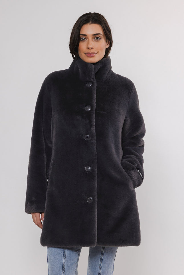 Rino & Pelle Jas nonna fake fur coat graphite Stretchshop.nl