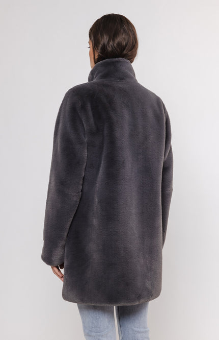 Rino & Pelle Jas nonna fake fur coat graphite Stretchshop.nl