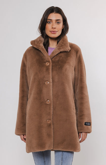 Rino & Pelle Jas nonna fake fur coat twig Stretchshop.nl