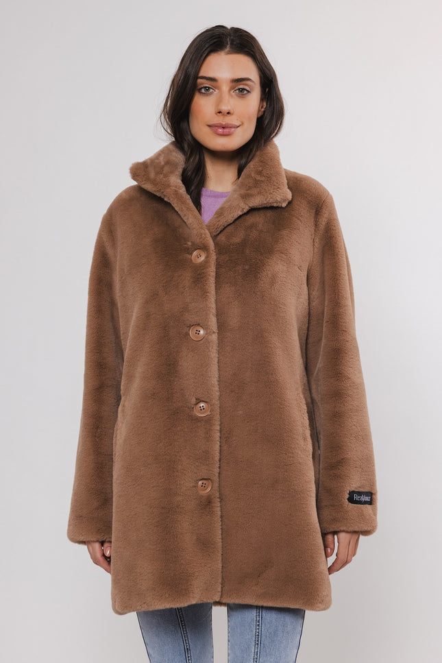 Rino & Pelle Jas nonna fake fur coat twig Stretchshop.nl