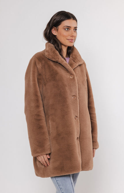 Rino & Pelle Jas nonna fake fur coat twig Stretchshop.nl