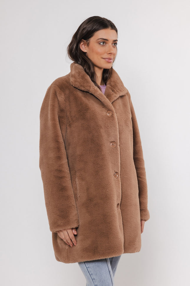 Rino & Pelle Jas nonna fake fur coat twig Stretchshop.nl