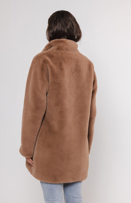 Rino & Pelle Jas nonna fake fur coat twig Stretchshop.nl