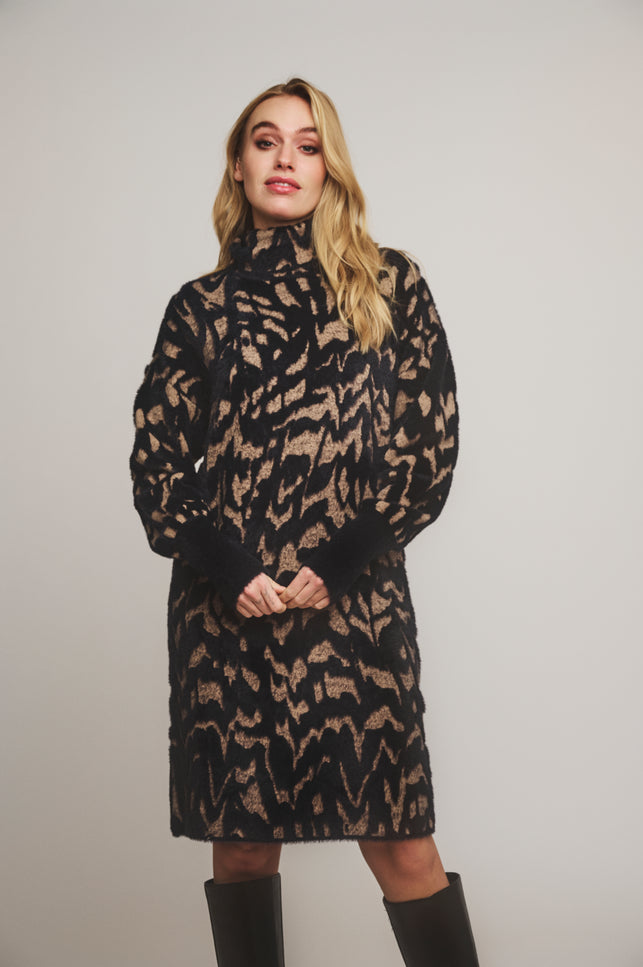 Rino & Pelle Jurk zinna long black feather Stretchshop.nl