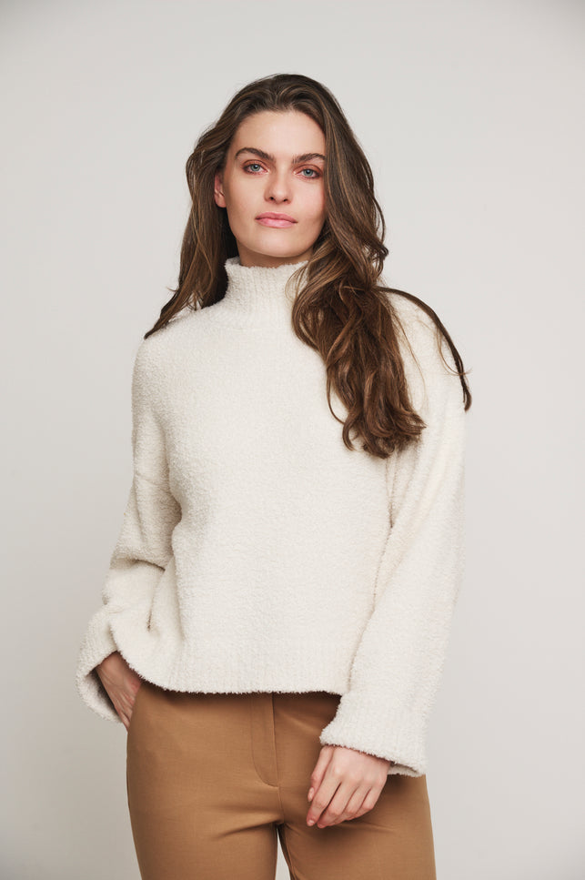 Rino & Pelle Trui karen mock neck snow white Stretchshop.nl