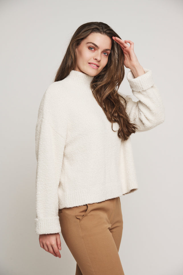 Rino & Pelle Trui karen mock neck snow white Stretchshop.nl