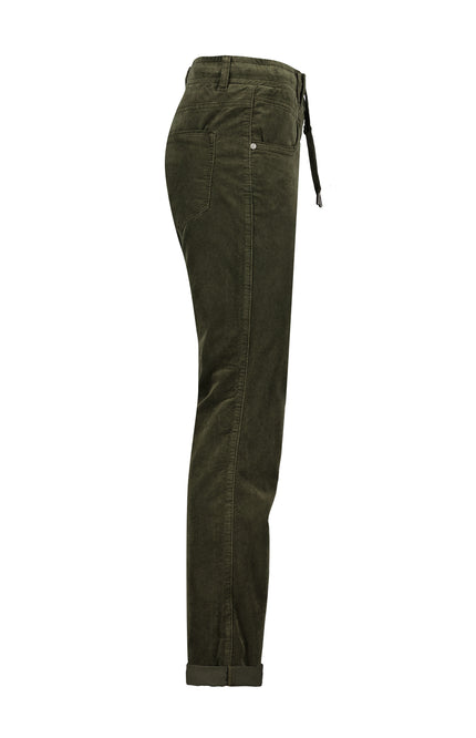 Red Button Broek Tessy velvet army green SRB4322 Stretchshop.nl