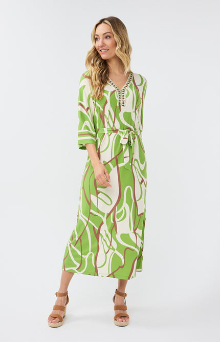 EsQualo Jurk long Paradise Swirl SJ 30208 Stretchshop.nl