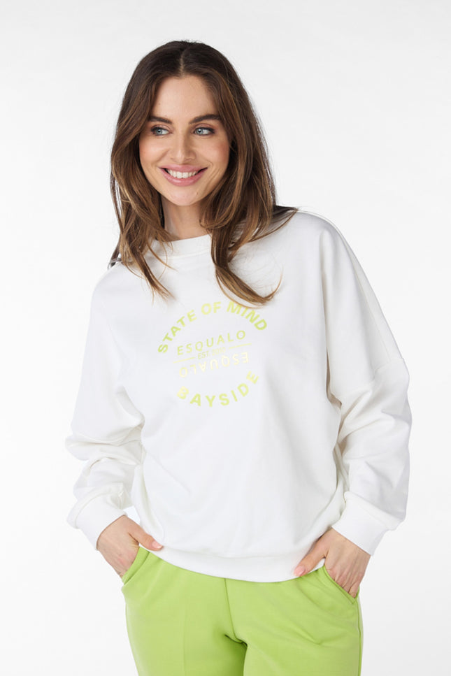 EsQualo Sweater state of mind off white 05015 Stretchshop.nl