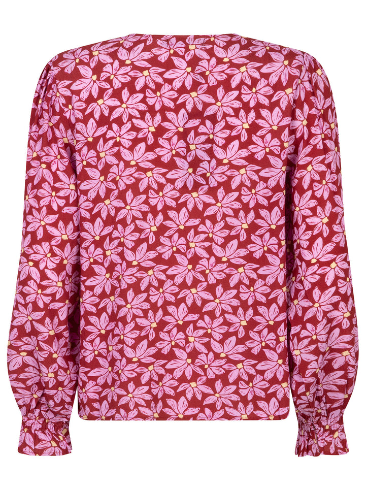 Ydence Top Merel Wine Red/Lilac Flower Stretchshop.nl