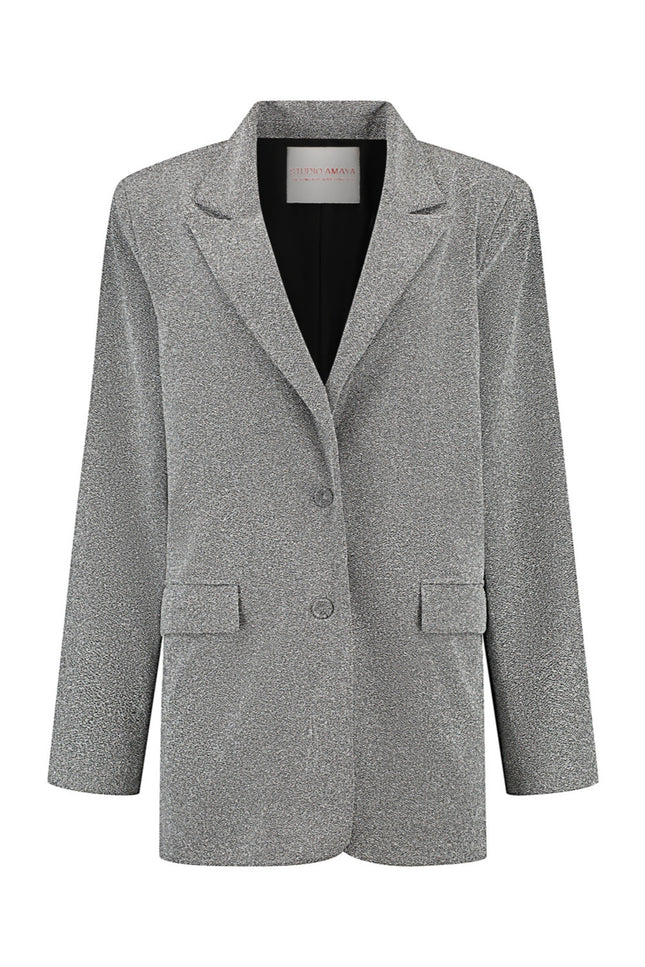 Studio Amaya Blazer sparkle silver Stretchshop.nl