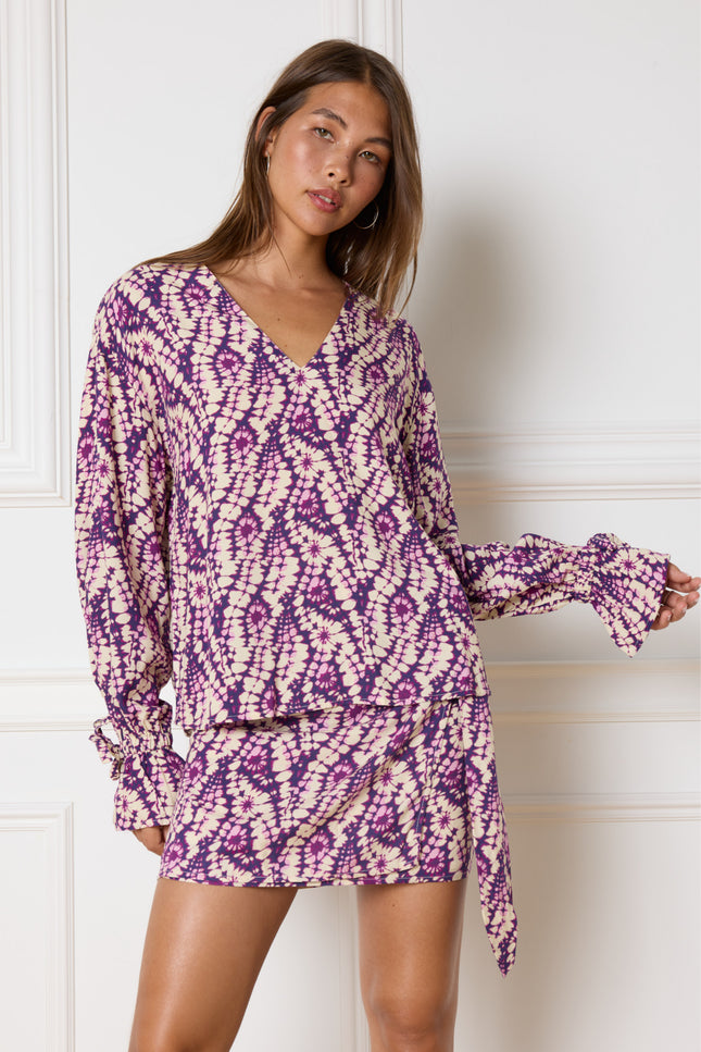 Refined Department Blouse print endra purple Stretchshop.nl