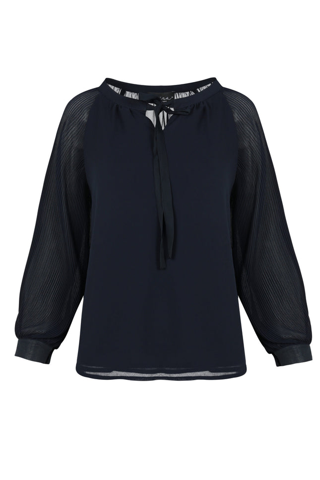 Elvira Casuals Blouse holly navy 24-019 Stretchshop.nl