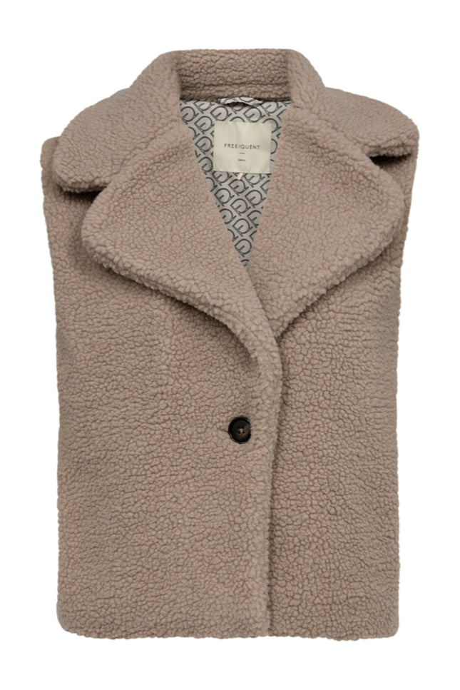 Freequent Gilet teddy simply taupe Stretchshop.nl