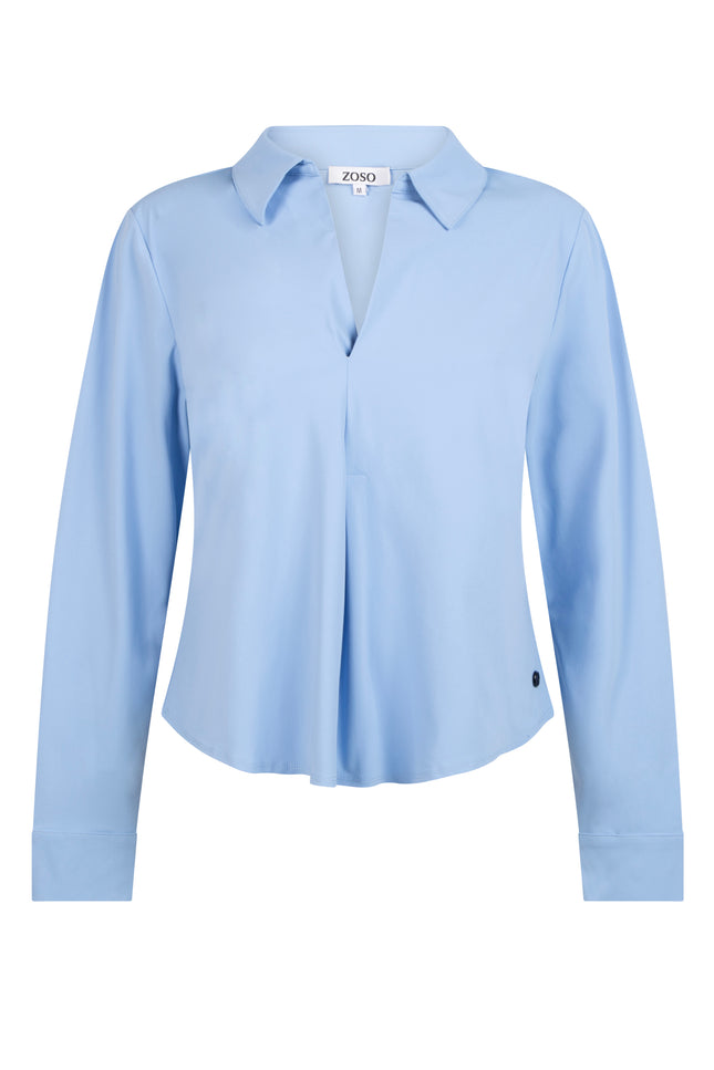 Zoso Travel blouse Yvette blue 244 Stretchshop.nl