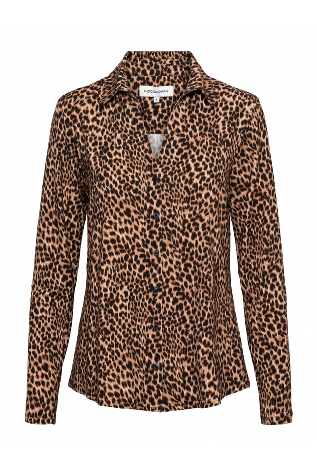 &Co woman Blouse vayen animal black multi BL327 Stretchshop.nl