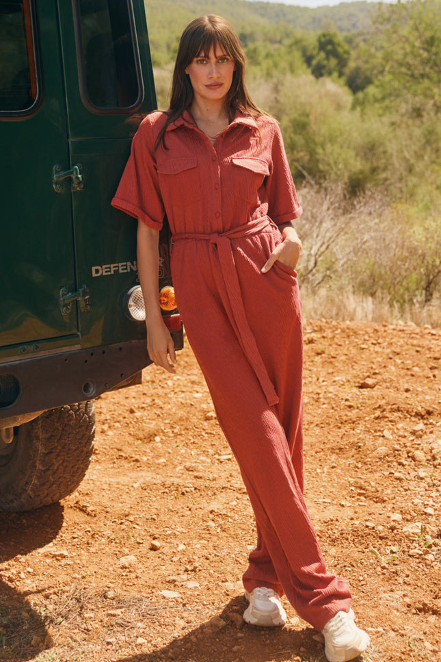 Lofty Manner Jumpsuit bellamy red Stretchshop.nl