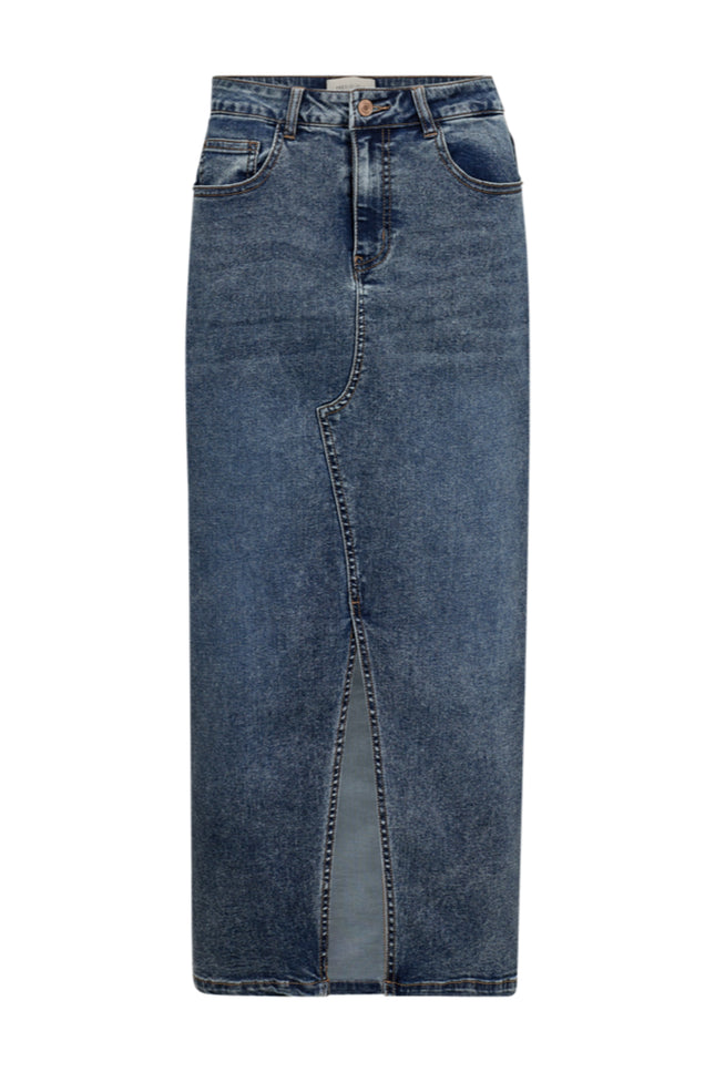 Freequent Rok fqhalle medium blue denim Stretchshop.nl