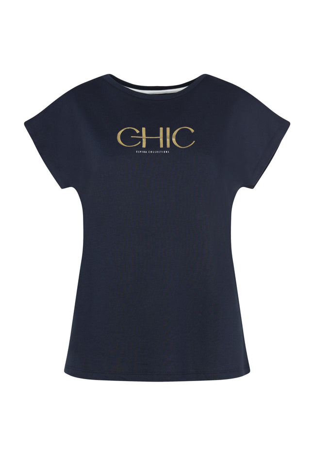 Elvira Casuals T-shirt chic navy 24-018 Stretchshop.nl