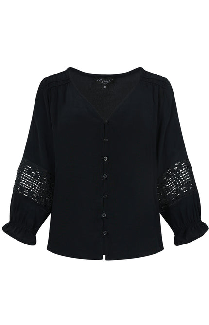 Elvira Casuals Blouse liz anthracite 24-062 Stretchshop.nl