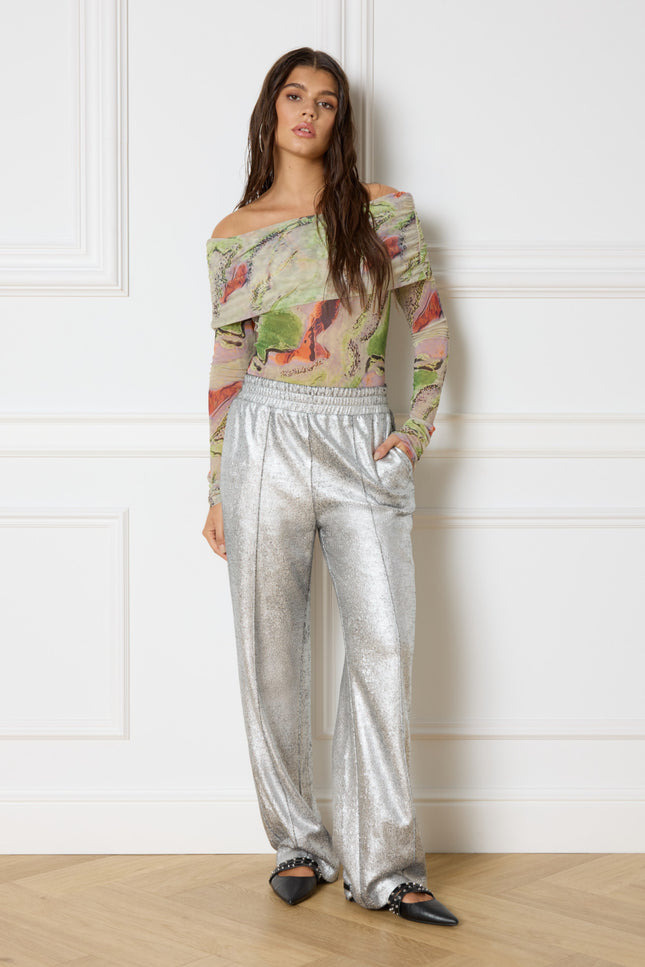 Refined Department Broek tyra straight metalic silver R2410121654 Stretchshop.nl