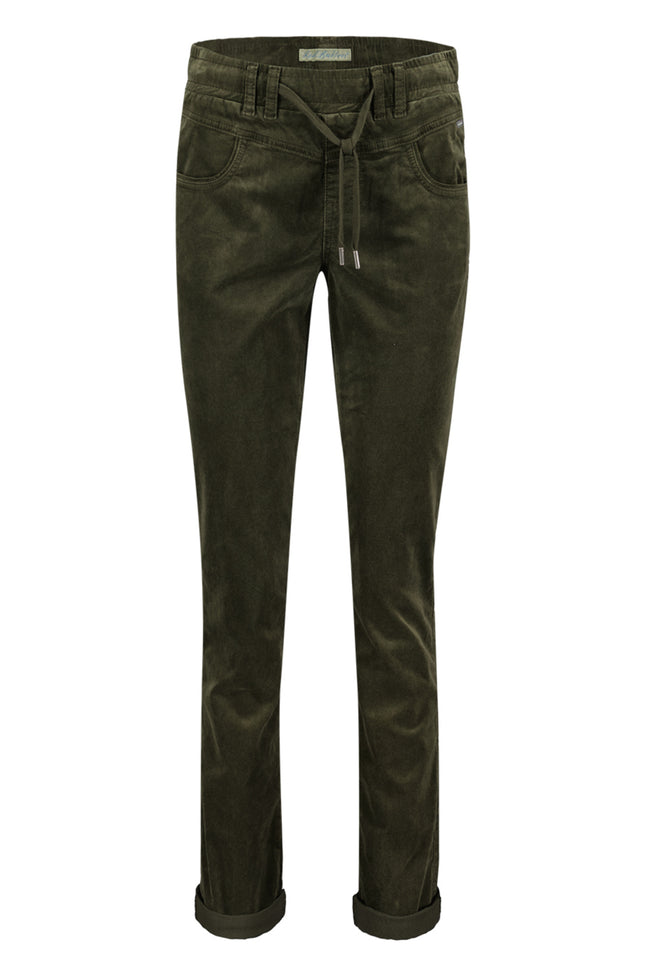 Red Button Broek Tessy velvet army green SRB4322 Stretchshop.nl