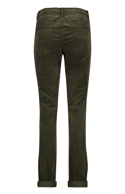 Red Button Broek Tessy velvet army green SRB4322 Stretchshop.nl