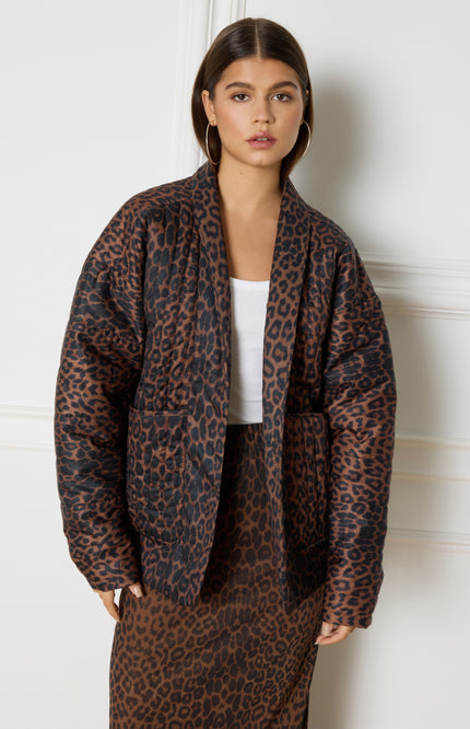 Refined Department Jacket Riviera Padded Leopard Stretchshop.nl