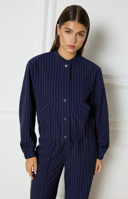 Refined Department Bomber Elysia Striped Navy Stretchshop.nl